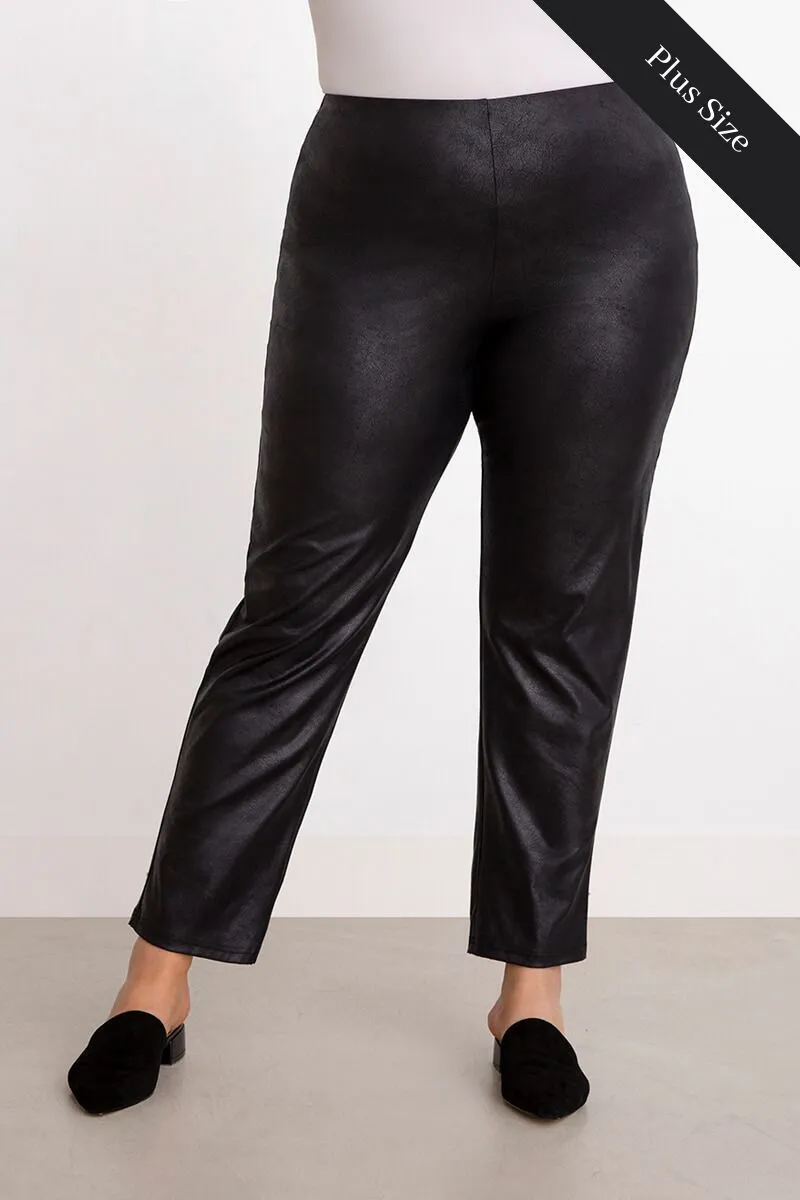 Faux Leather Narrow Pant Midi Plus | Onyx