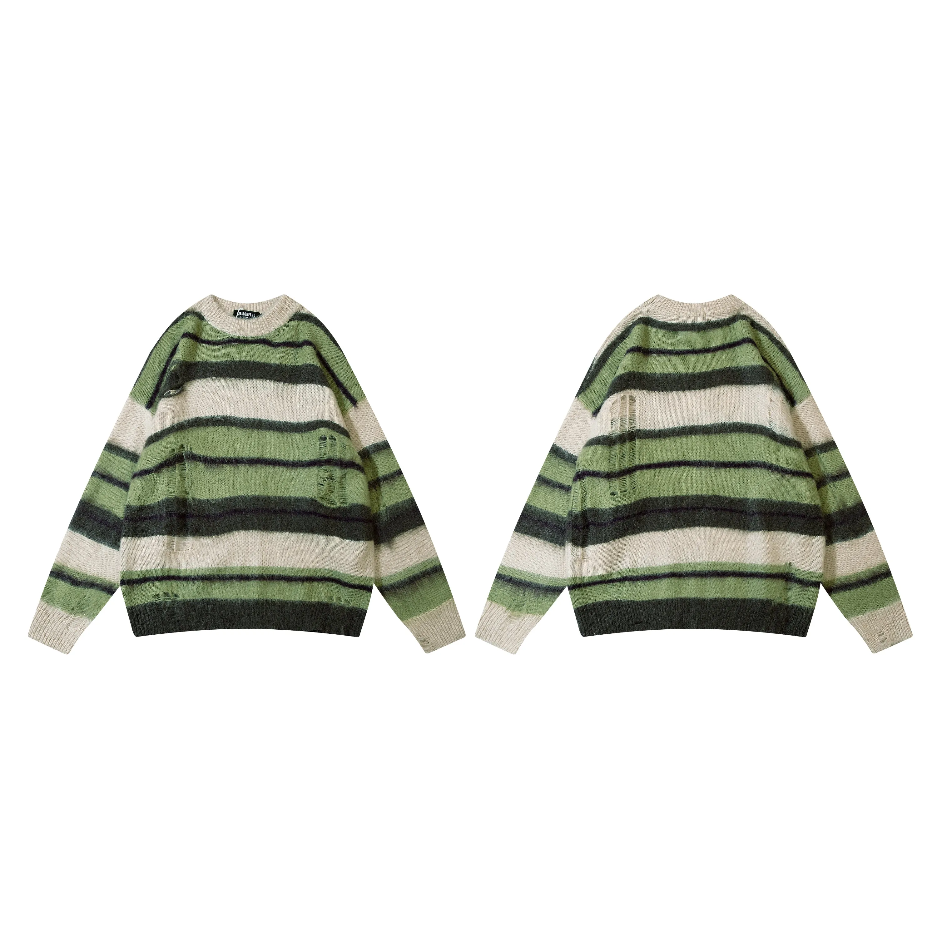 Forest Rhythm | Distressed Striped Knit Jumper