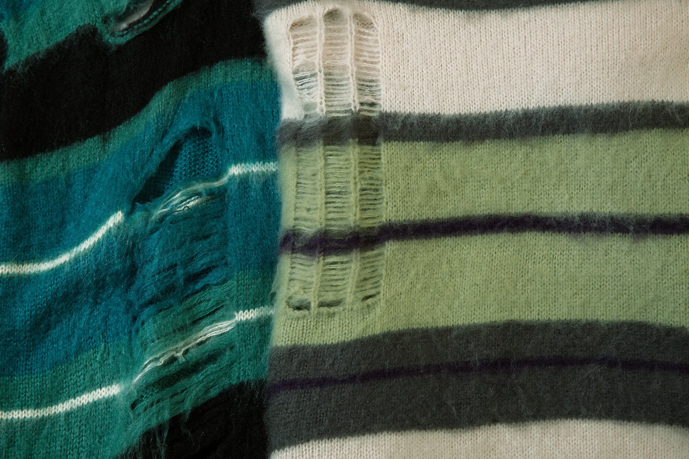 Forest Rhythm | Distressed Striped Knit Jumper