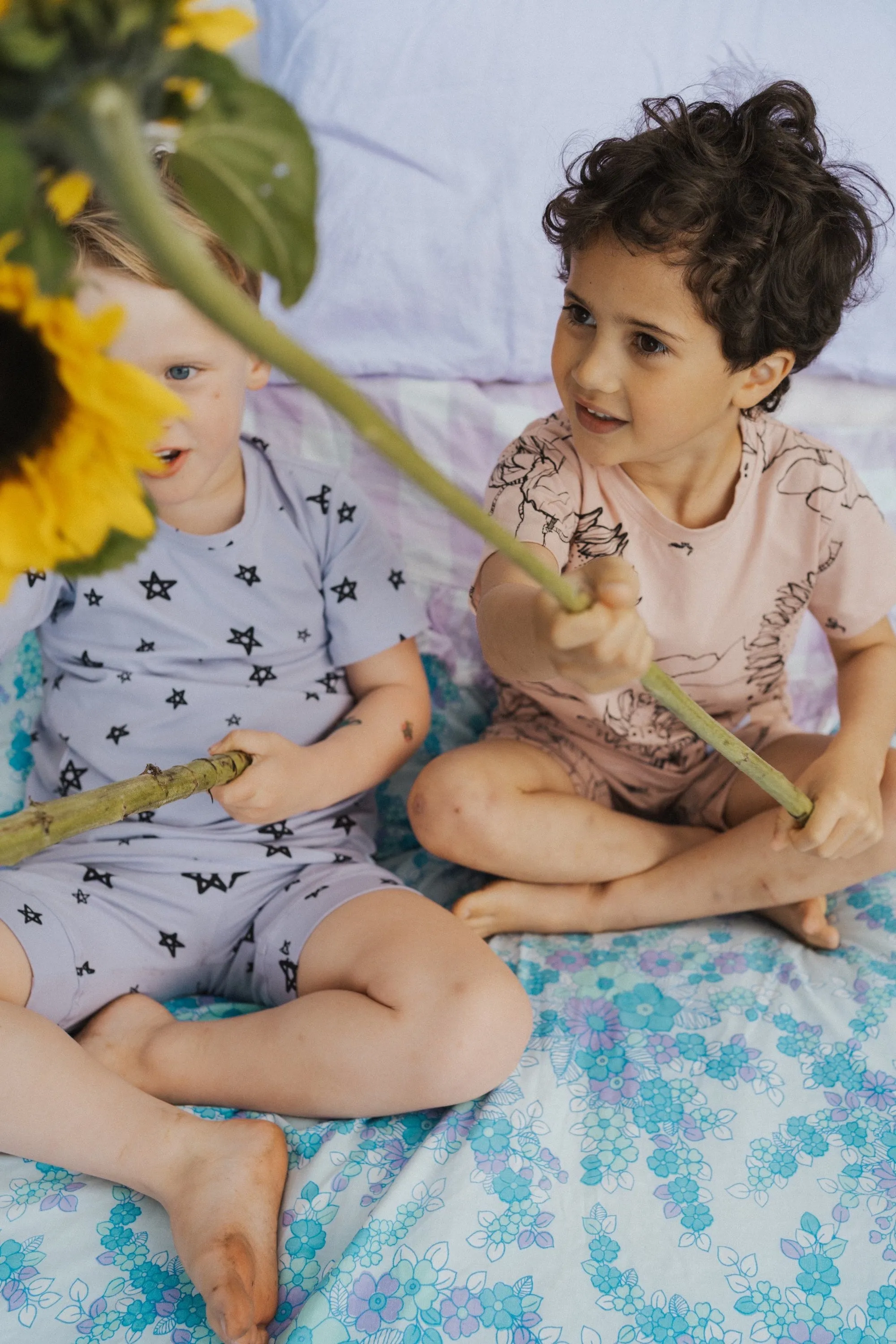 G.Nancy Anniversary Collection Sunflowers Short Sleeve PJs - Marshmallow