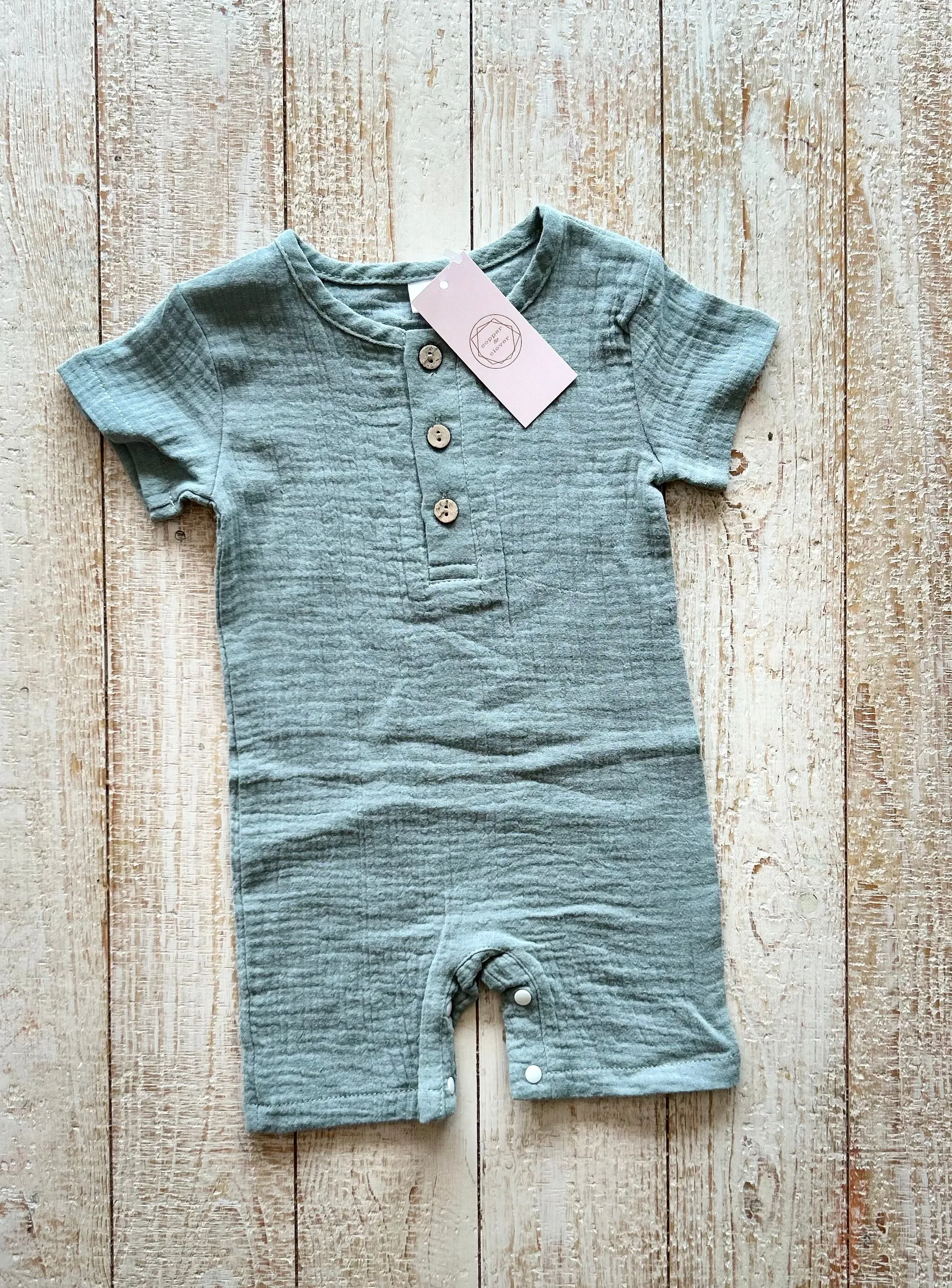 Green Button Down Romper