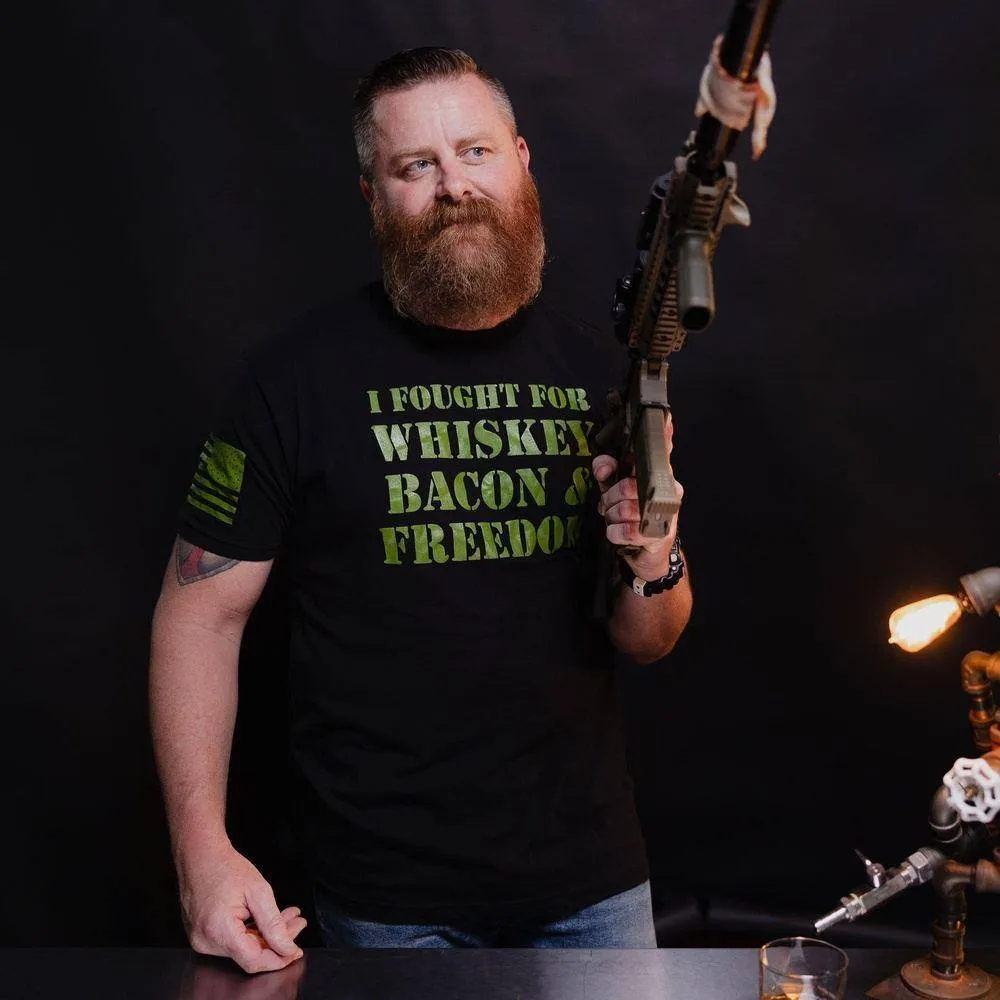 I Fought For Whiskey, Bacon & Freedom T-Shirt - Black