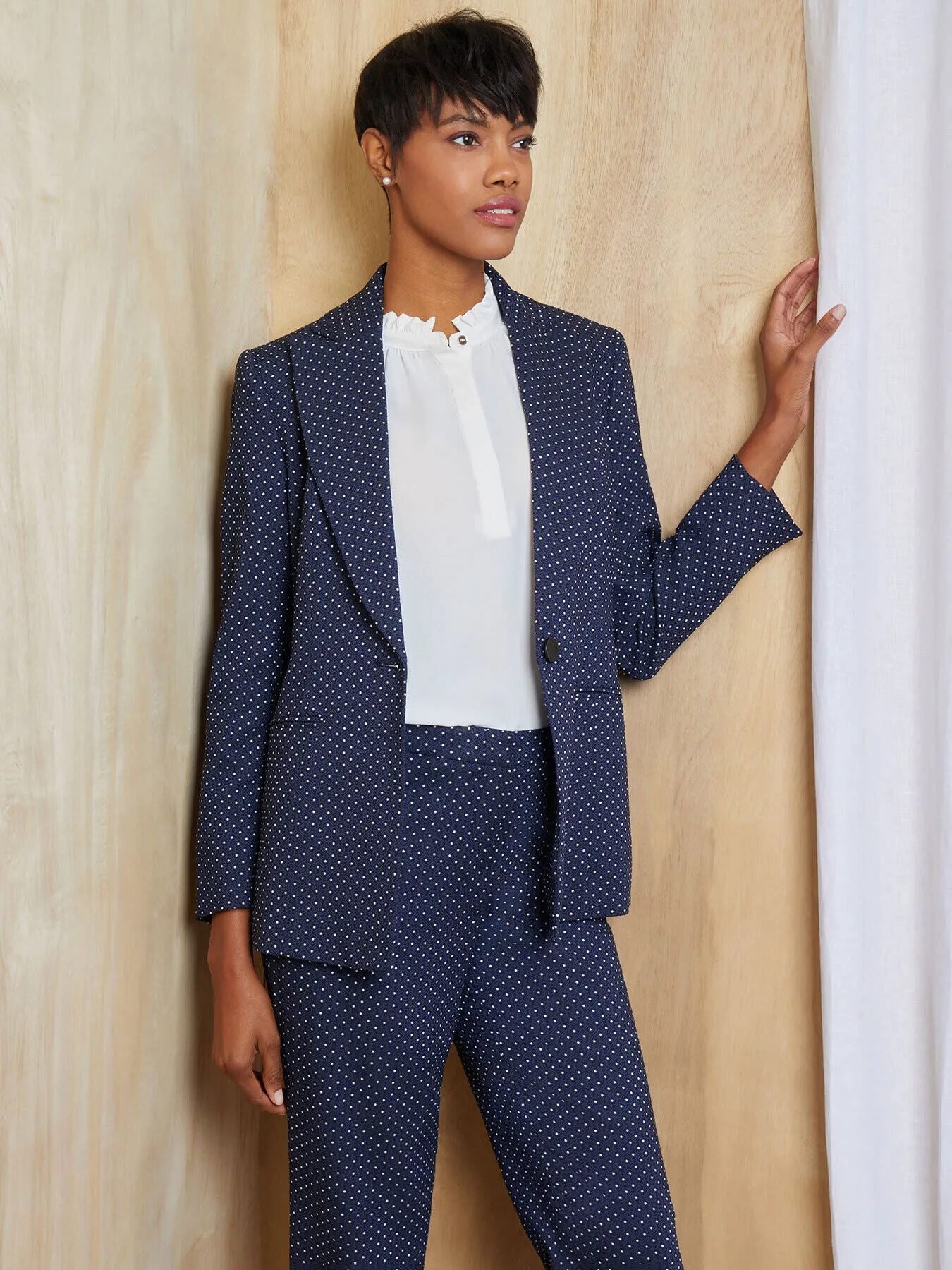 Jacquard One-Button Blazer