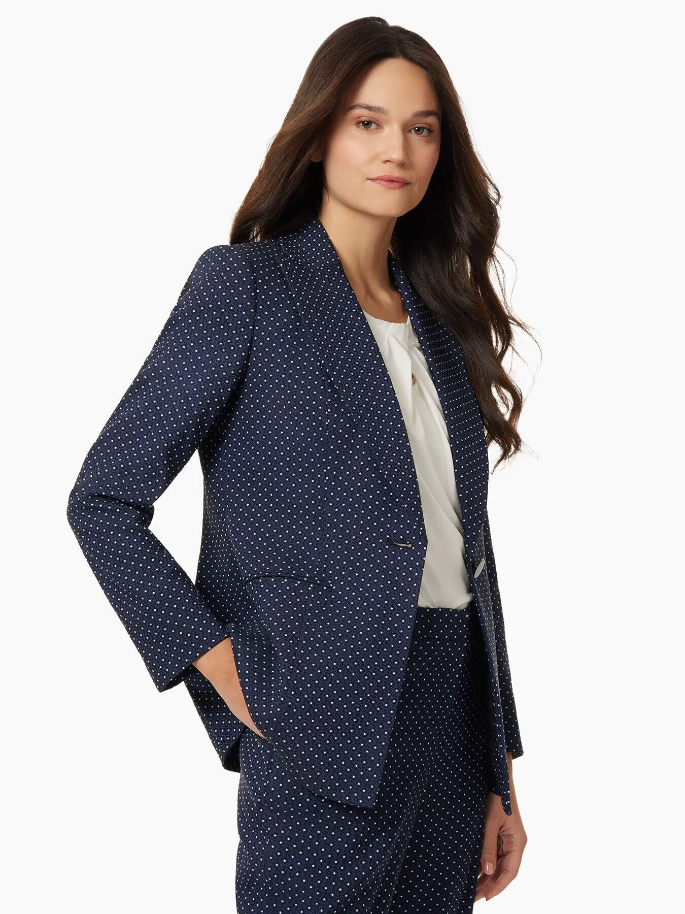 Jacquard One-Button Blazer