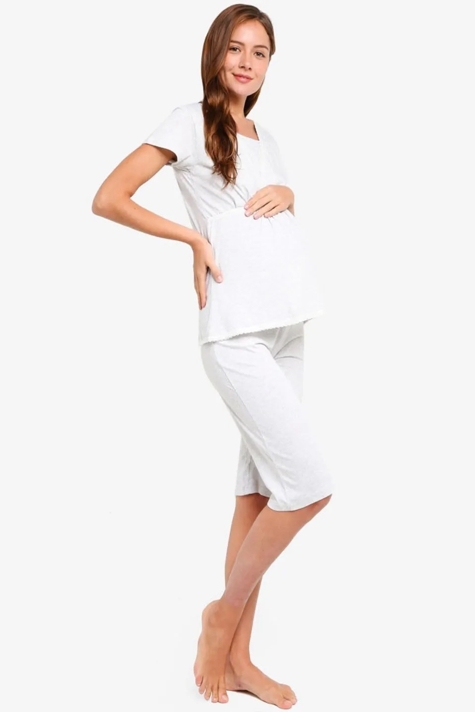 Jessie Short Sleeve Maternity and Nursing Sleepwear H.Grey