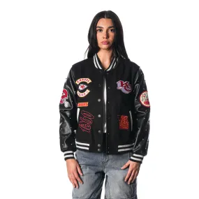 KANSAS CITY CHIEFS VARSITY SPARKLE JACKET - BLACK