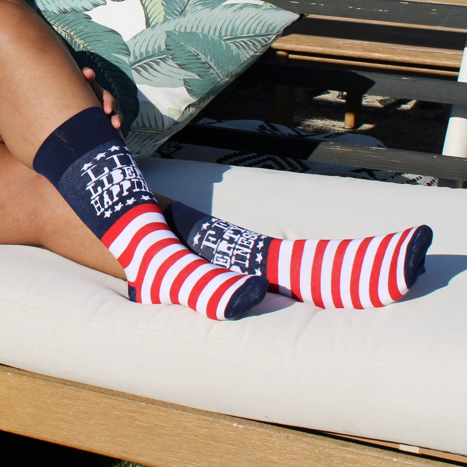 Life Liberty Happiness Patriotic Crew Socks