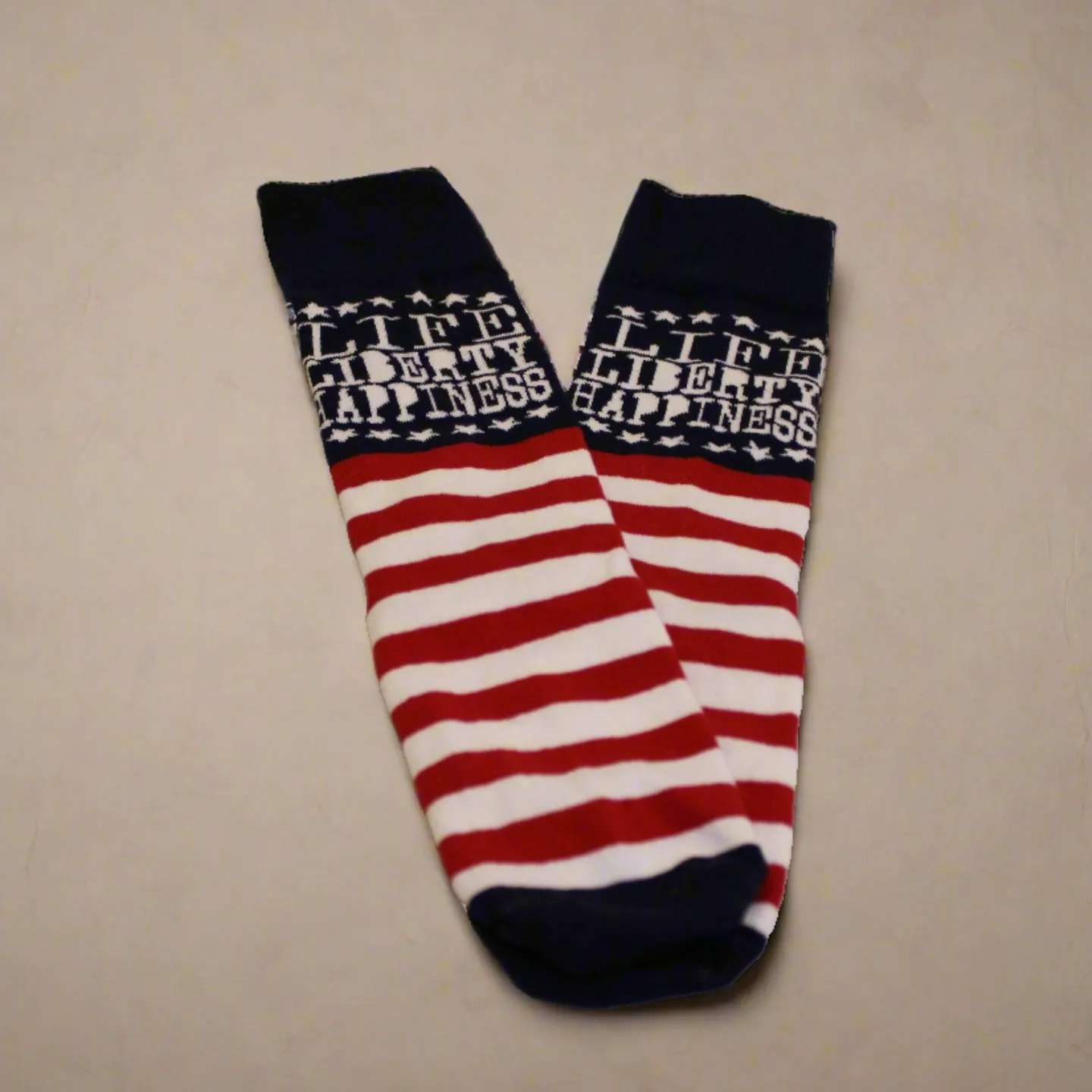 Life Liberty Happiness Patriotic Crew Socks