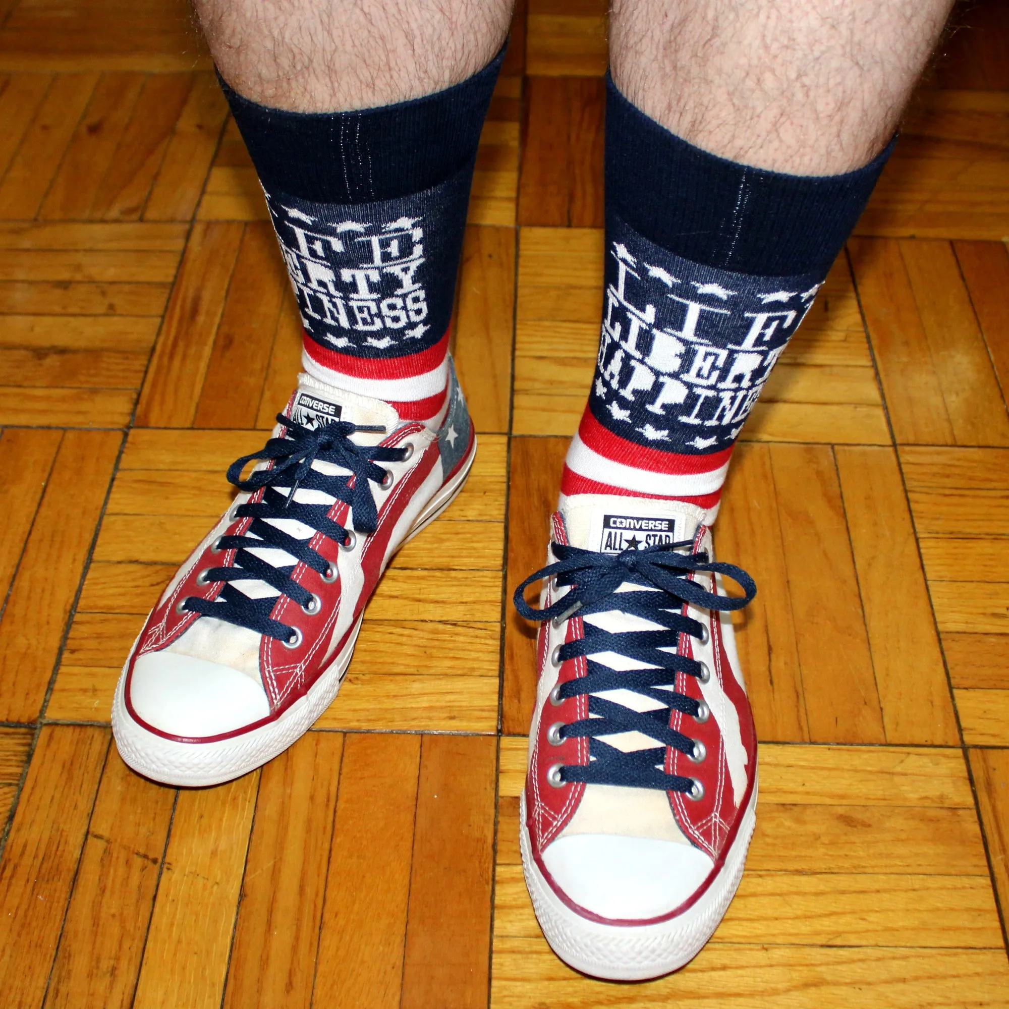 Life Liberty Happiness Patriotic Crew Socks