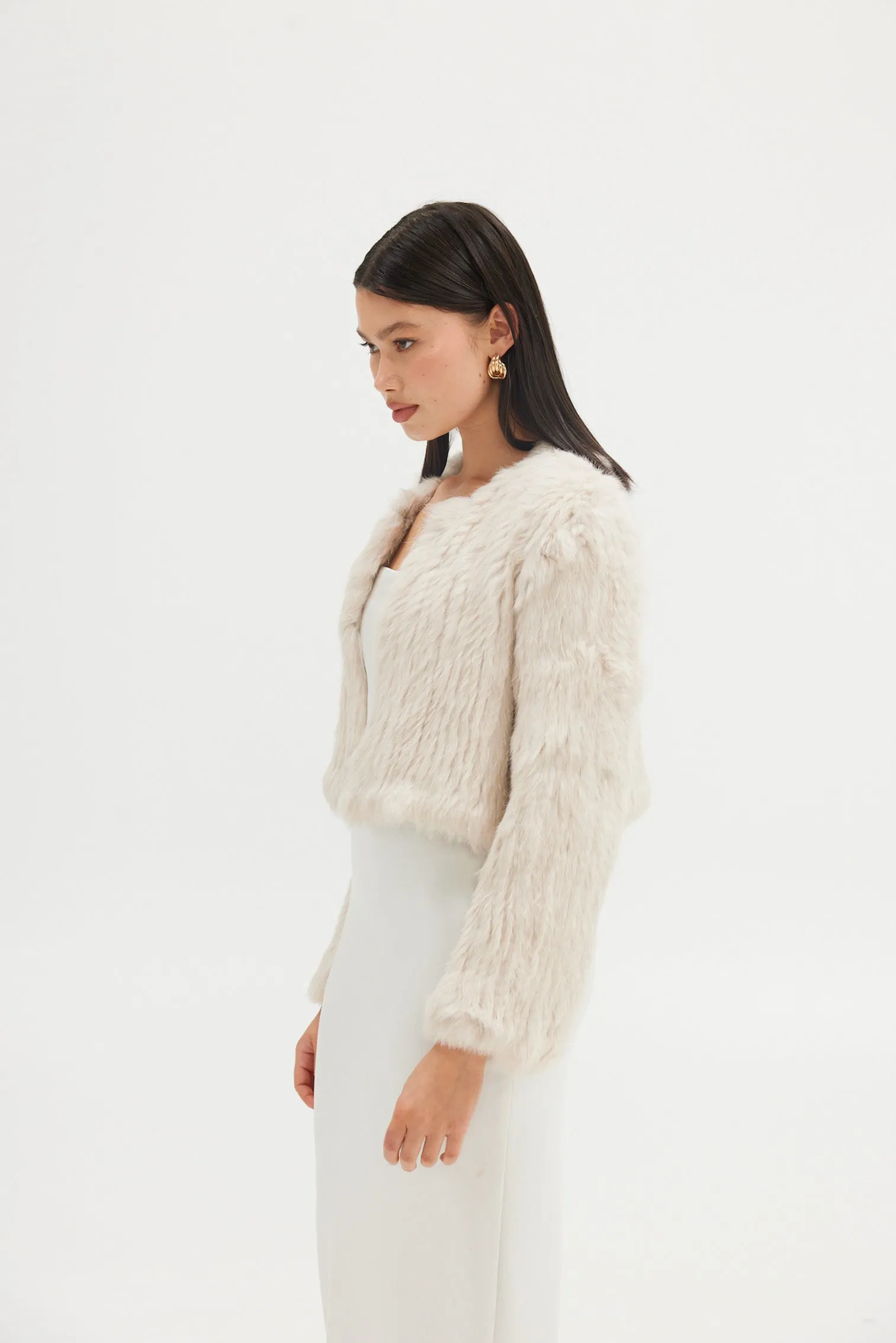 Lola Crop Jacket - Stone