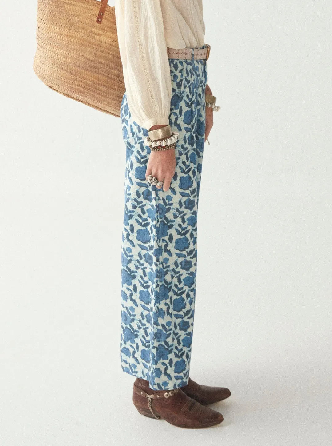 Maison Hotel Blue Poppy Cotton Indira Pant - ByAdushka