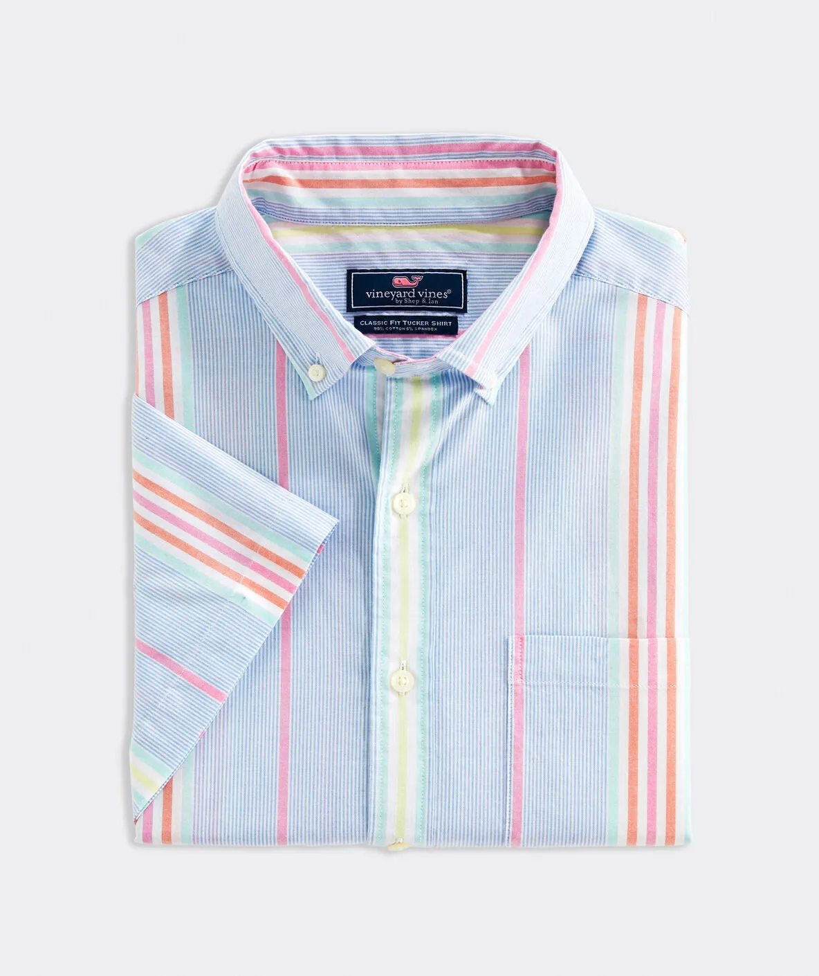 Men's Classic Milou Stripe Tucker Short Sleeve Button Down Shirt