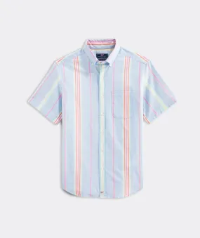 Men's Classic Milou Stripe Tucker Short Sleeve Button Down Shirt