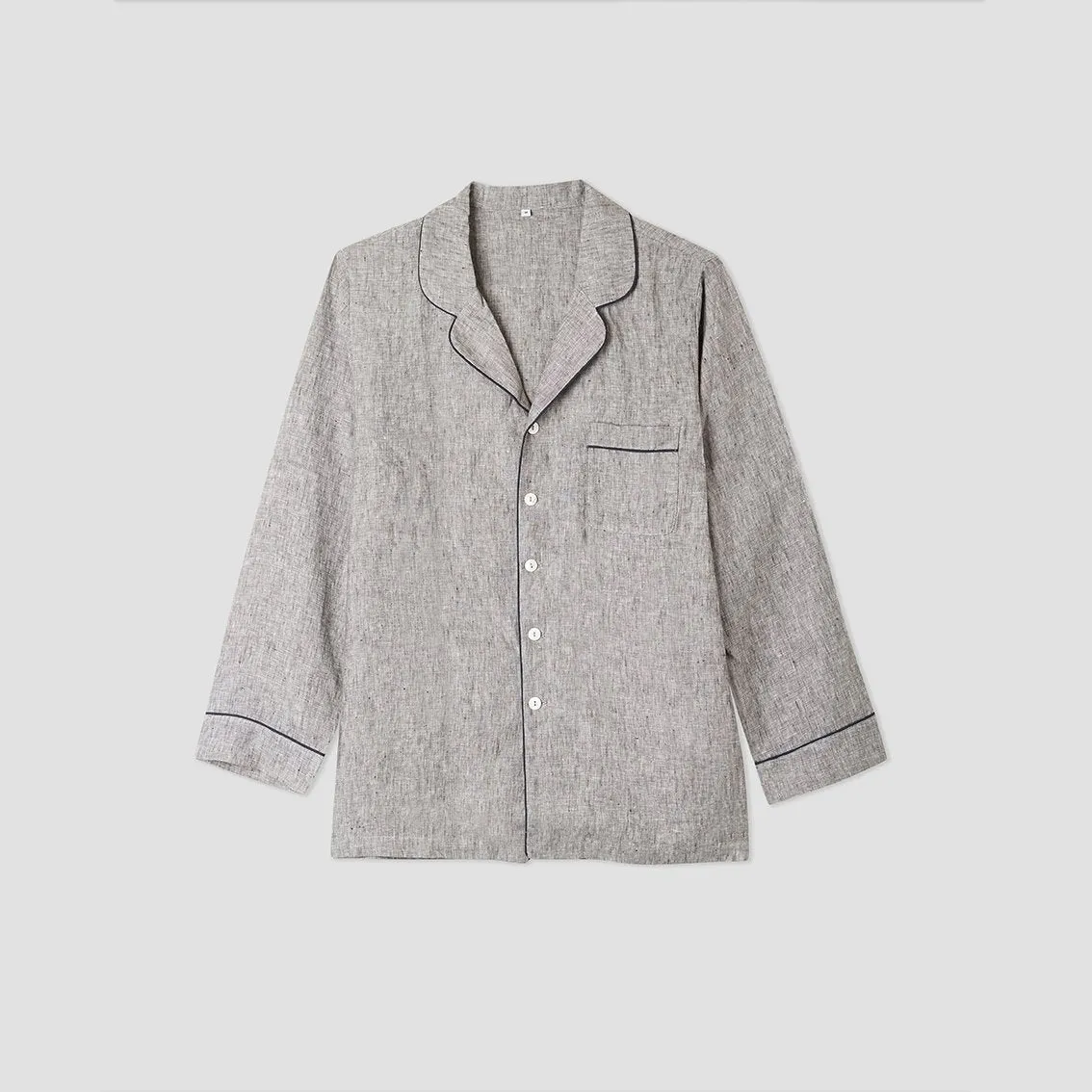 Men's Grey Linen Pyjama Shirt (Top Only)