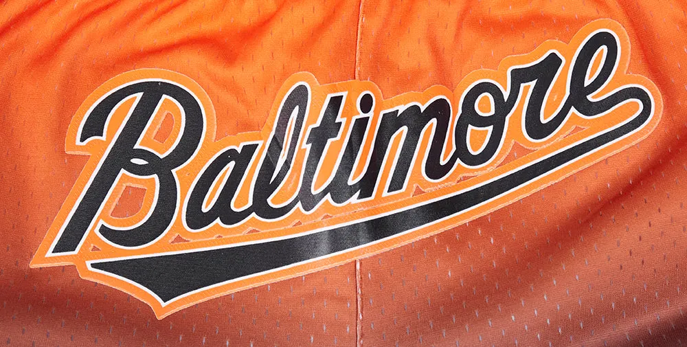 MLB BALTIMORE ORIOLES TEAM OMBRE MESH SHORT (BLACK/ORANGE)