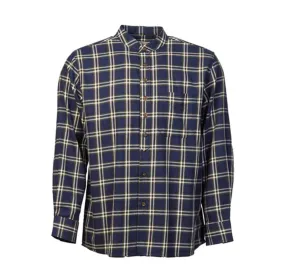 Navy & Green Check Cotton Grandfather Shirt