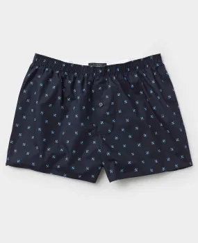 Navy Fleur-de-Lys Cotton Boxer Shorts