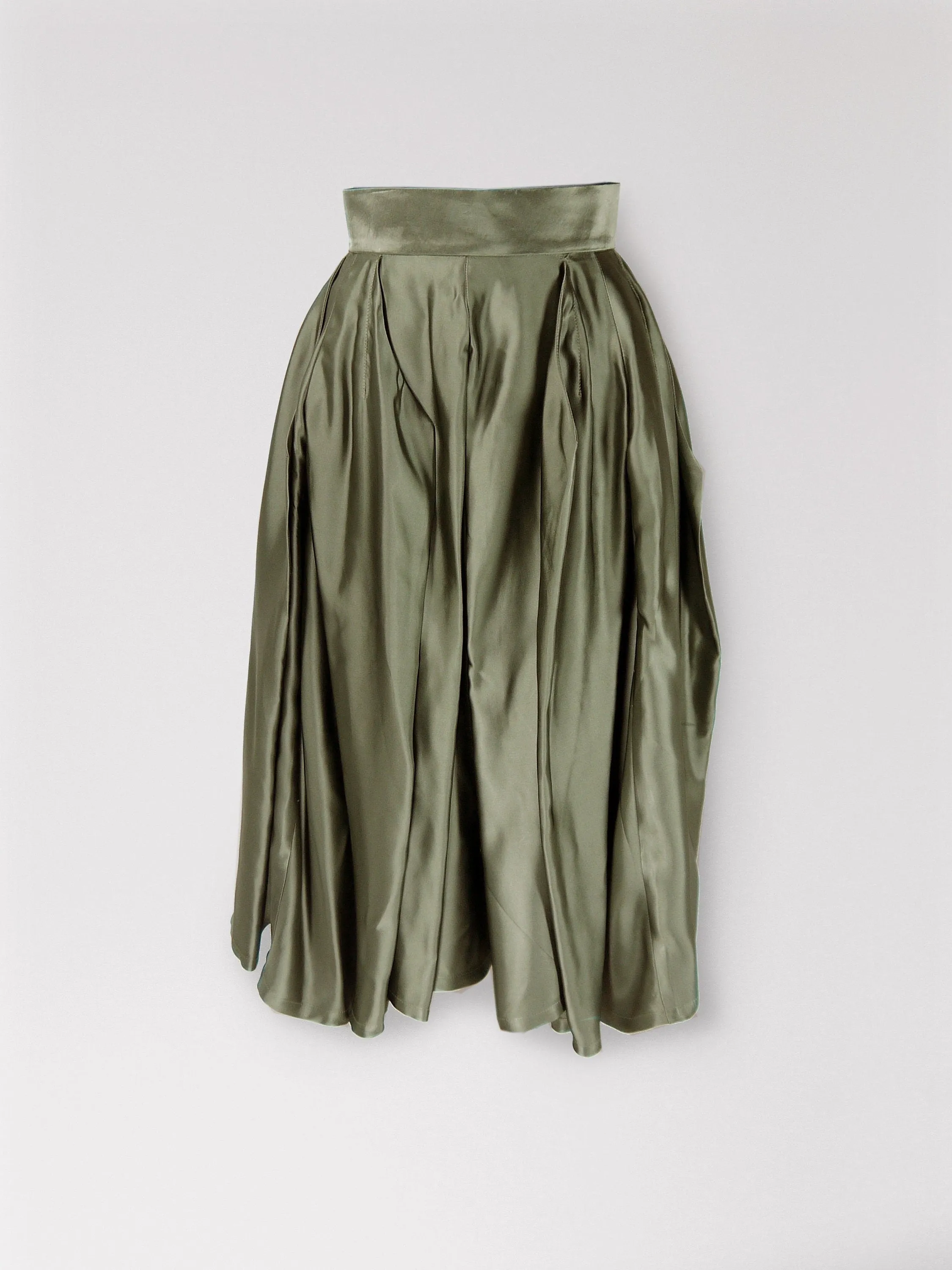 Origami Viscose Complex Pleats Skirt "Made to order"/ Olive