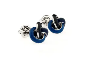 Pierrepont Navy & Black Knot Rhodium Plated Cufflinks