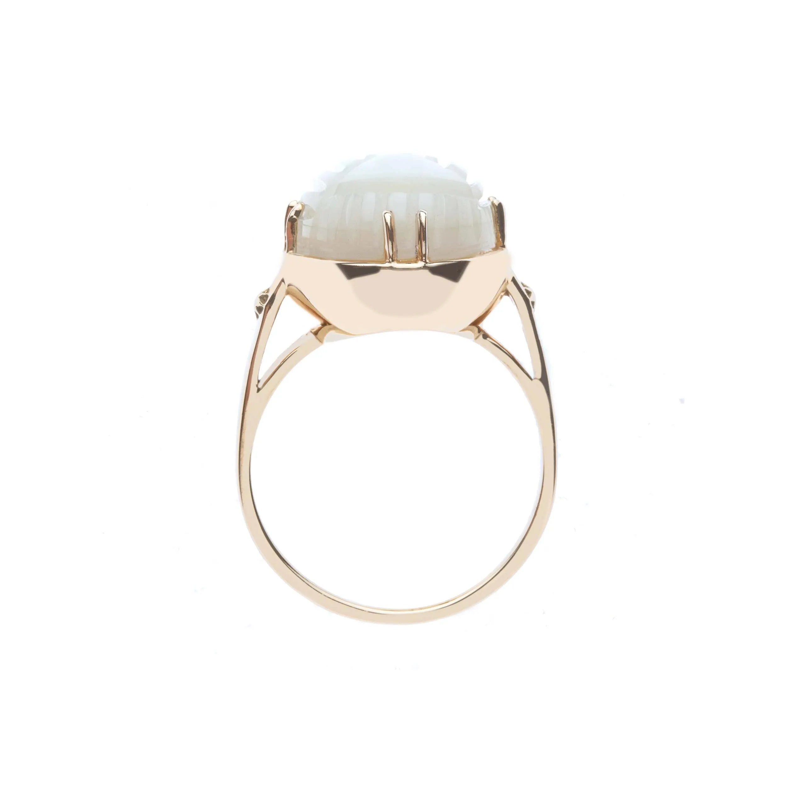 PROTECT Mother of Pearl Scarab Ring in 10k Gold