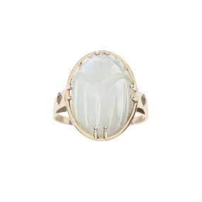 PROTECT Mother of Pearl Scarab Ring in 10k Gold