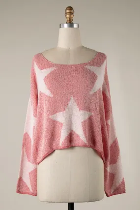 Red Star Crop Sweater