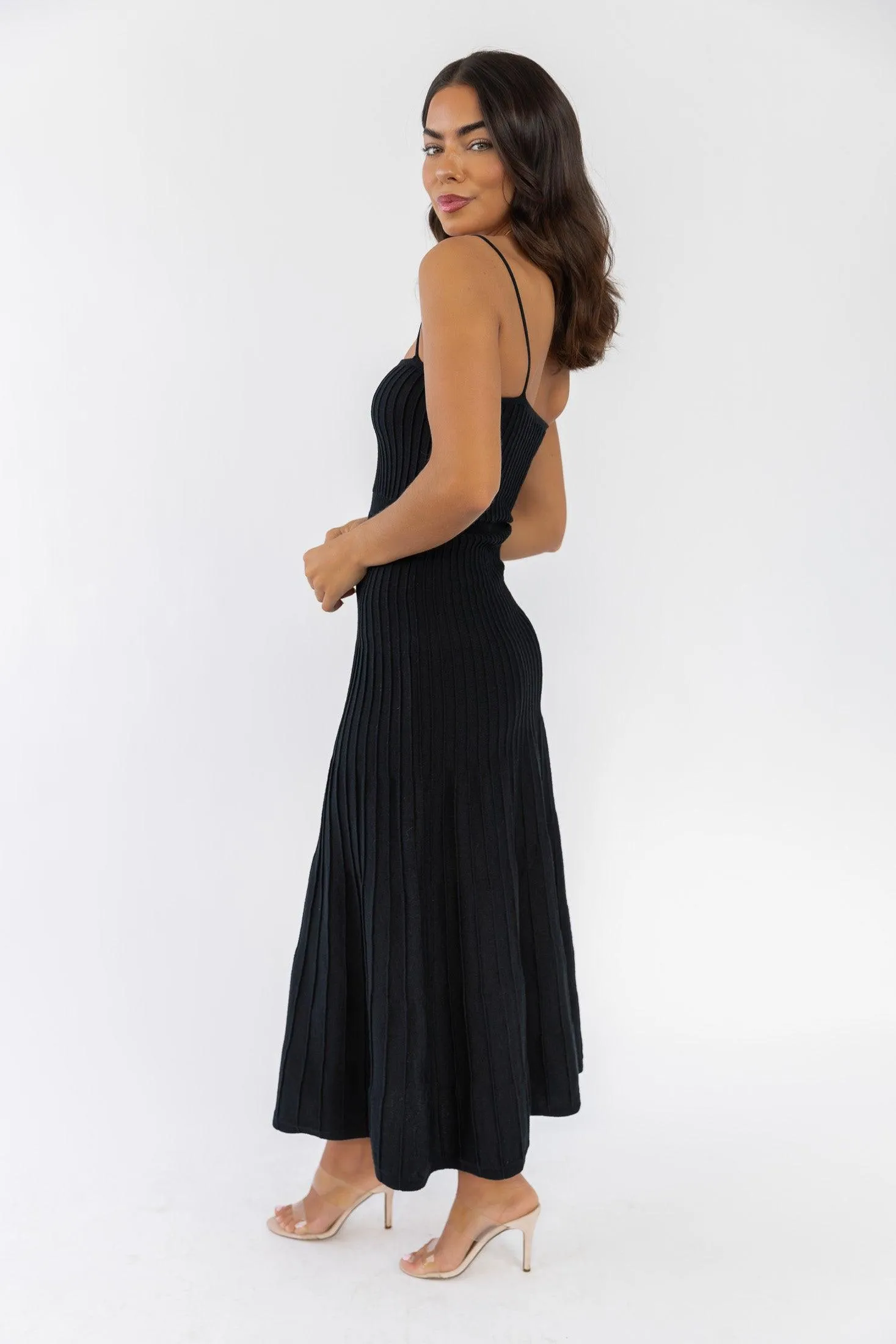 Rosalie Black Knit Maxi Dress