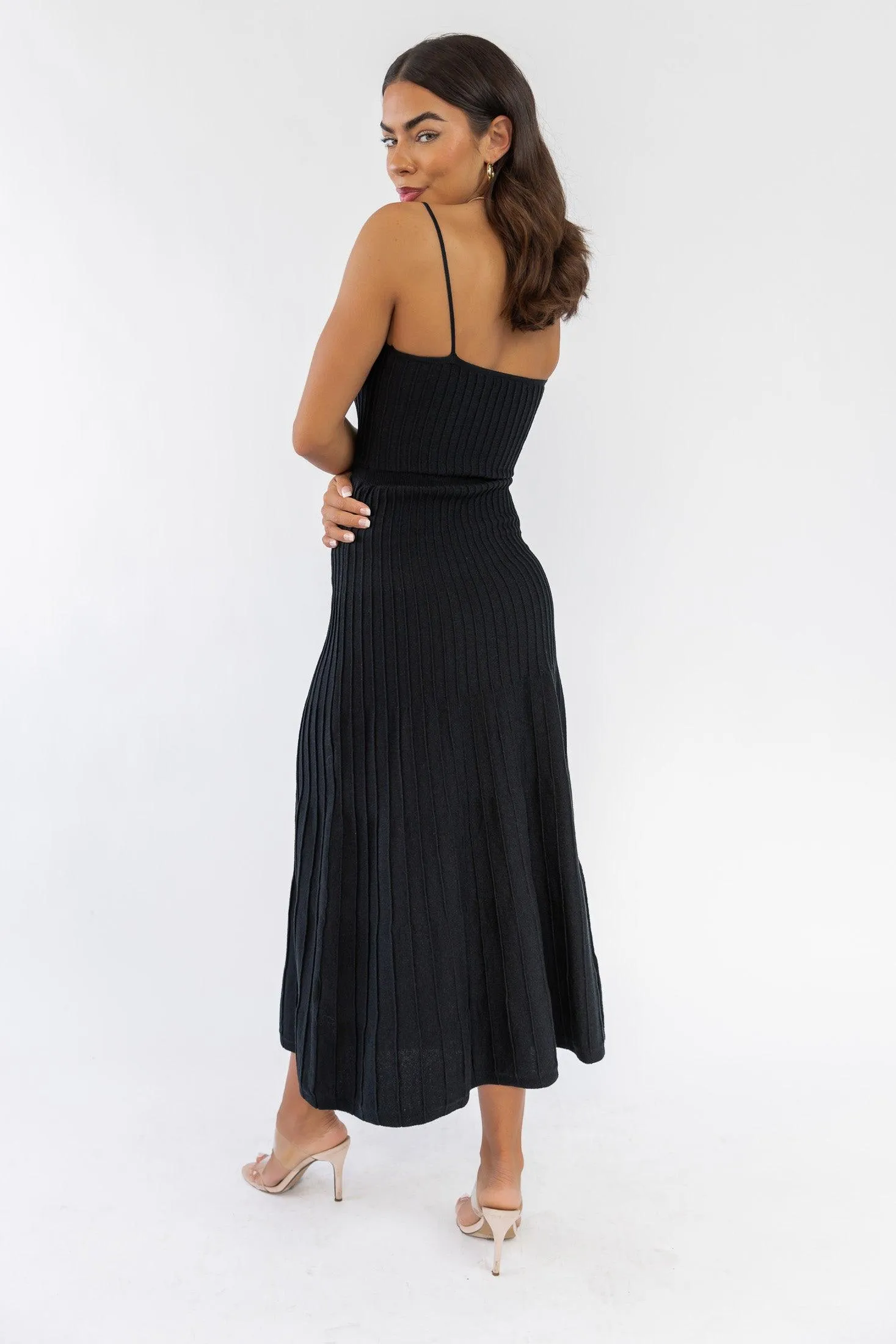 Rosalie Black Knit Maxi Dress