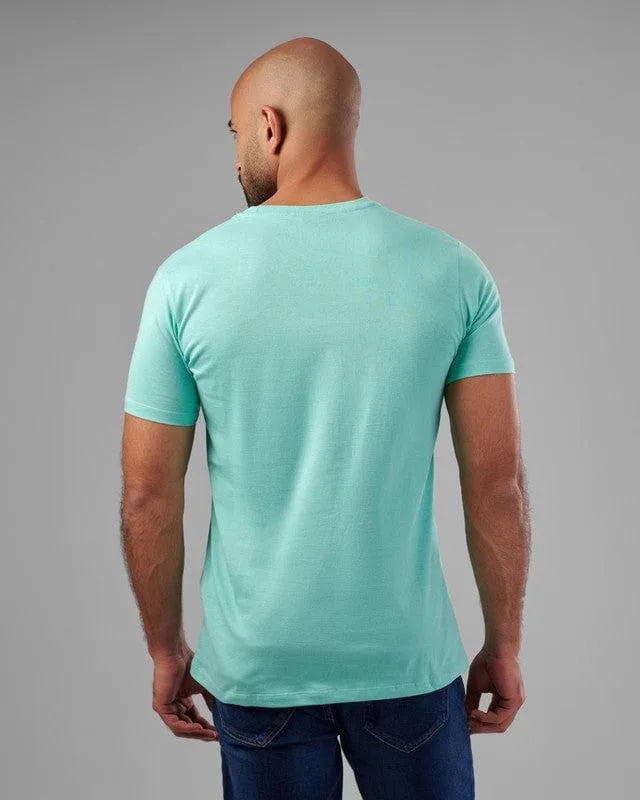 ROUND NECK PRINTED T-SHIRT - AQUA