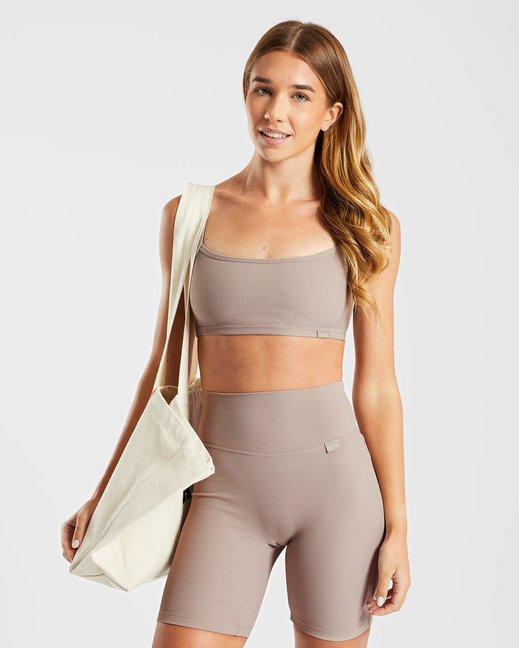 Sculpt Ribbed Bralet - Taupe