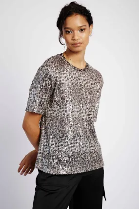 Sequin Tee in Animal in Animal