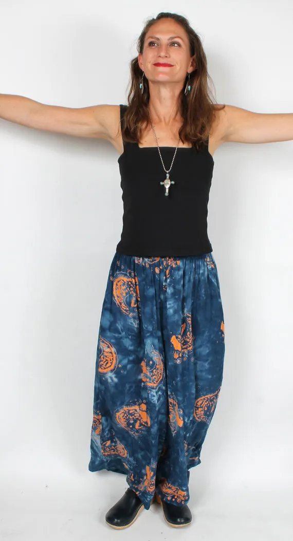 Sunheart Private Label Koi Navy Palazzo Pants Boho Hippie Chic Resort Wear Sml-4X