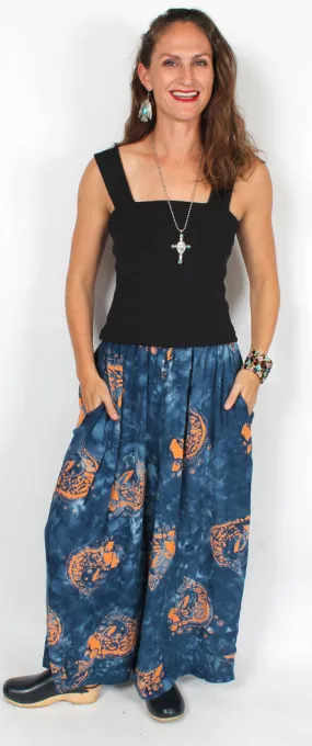 Sunheart Private Label Koi Navy Palazzo Pants Boho Hippie Chic Resort Wear Sml-4X