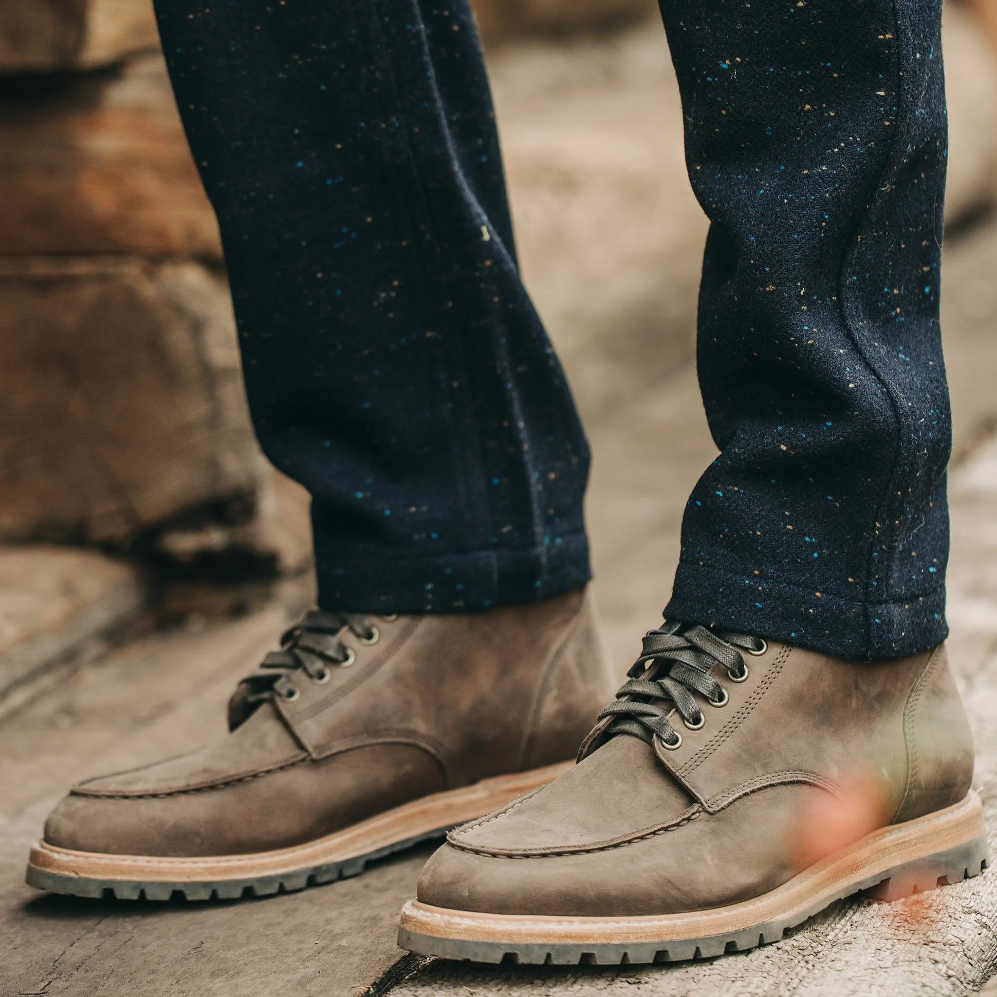 The Camp Pant in Navy Donegal Herringbone