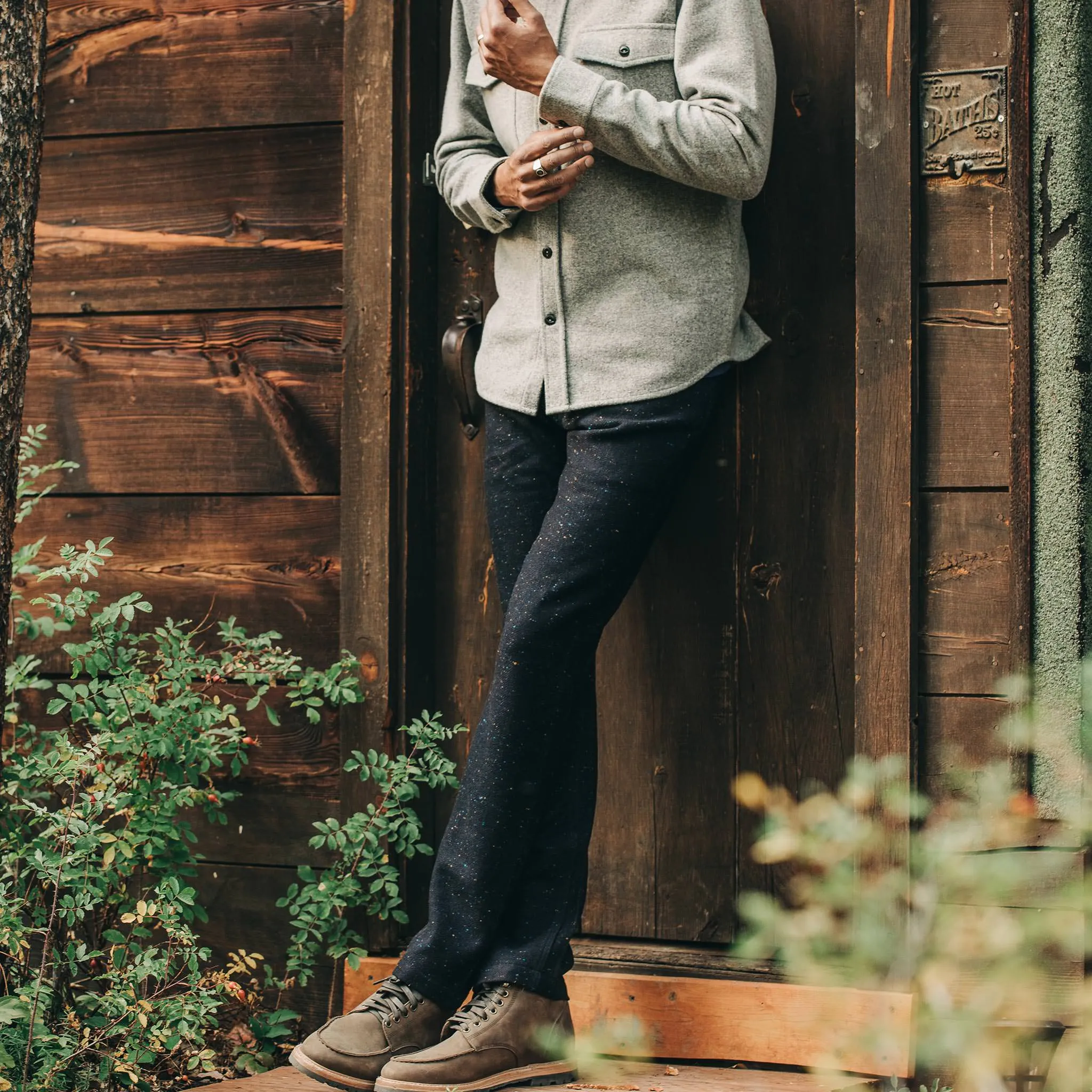 The Camp Pant in Navy Donegal Herringbone