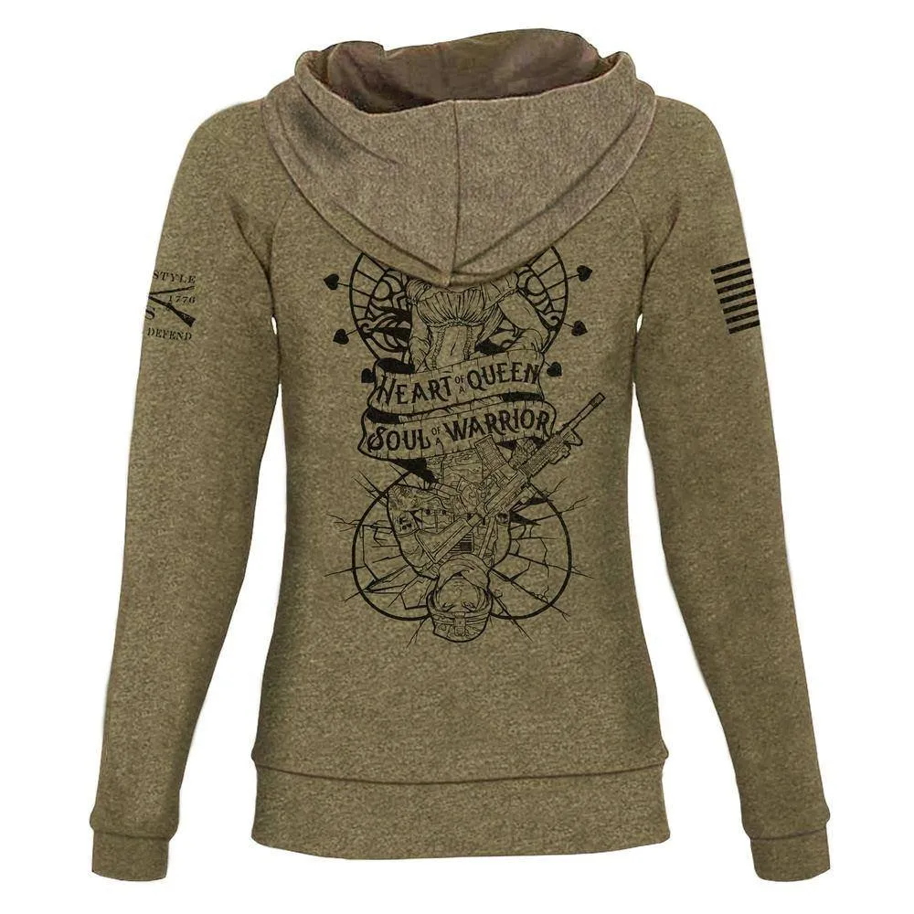 Women's Heart and Soul of a Warrior Full-Zip Hoodie - Military Green