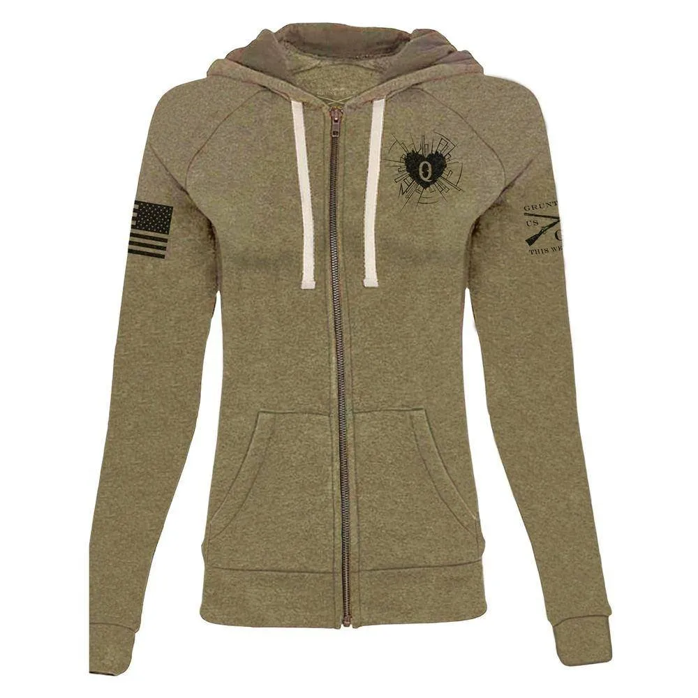 Women's Heart and Soul of a Warrior Full-Zip Hoodie - Military Green