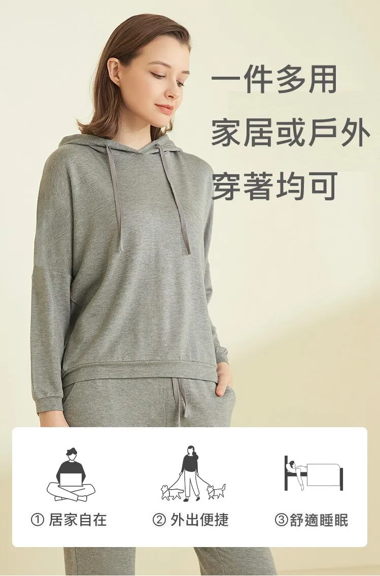 Women's Hooded Long Sleeved Winter Sleepwear Homewear Set