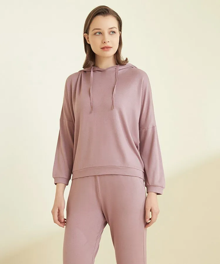 Women's Hooded Long Sleeved Winter Sleepwear Homewear Set