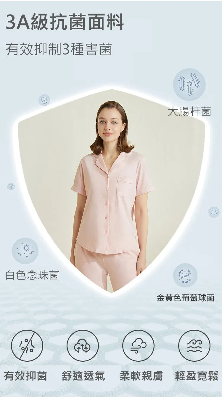 Women's Pure Cotton 3A Graded Anti-Bacterial Short-Sleeved Homewear Set