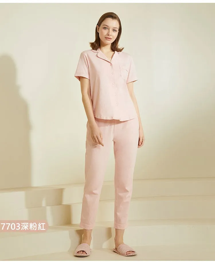 Women's Pure Cotton 3A Graded Anti-Bacterial Short-Sleeved Homewear Set