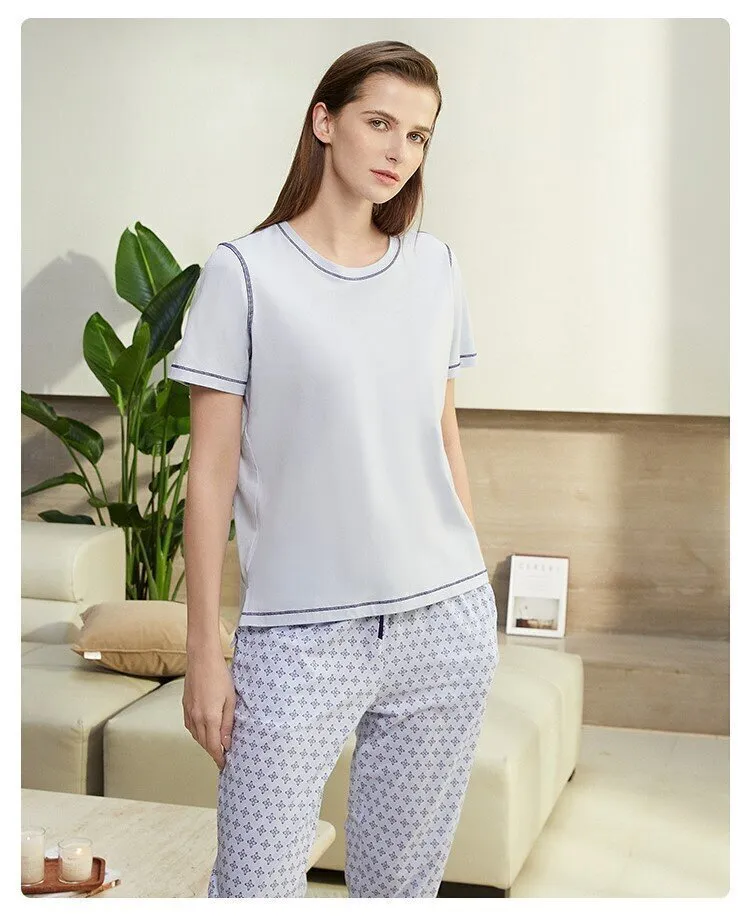 Women's Pure Cotton Short Sleeved Casual Sleepwear Set