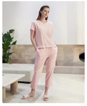 Women's Pure Cotton Short Sleeved Casual Sleepwear Set